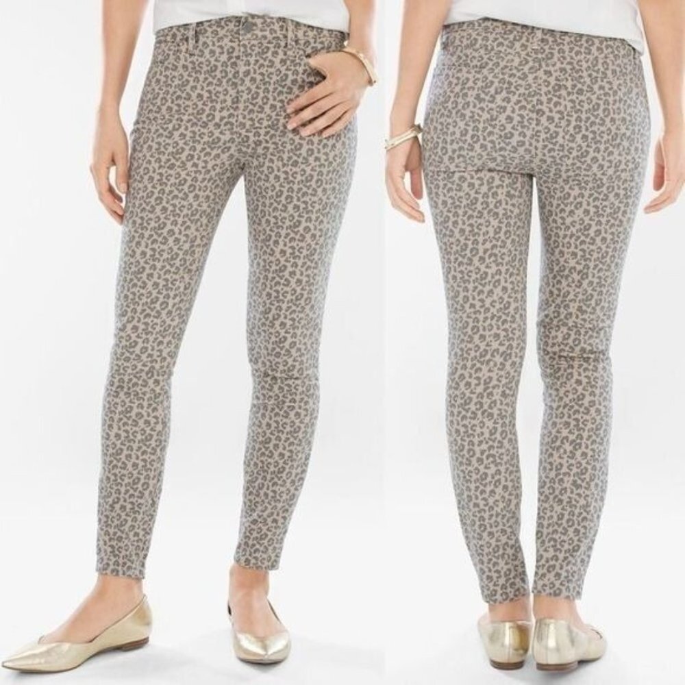 NYDJ‎ For Chico's Skinny Jeans 6  Leopard Print Flawless Contour Cotton Viscose